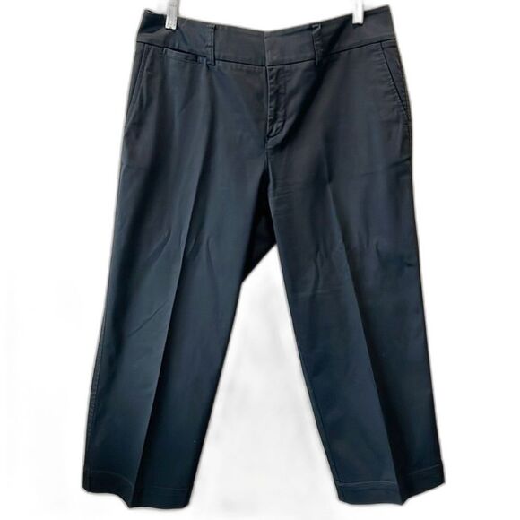 Eddie Bauer Capri Pants Mercer Fit Cropped Relaxed Zip Front Black Cotton 10 - Picture 1 of 12